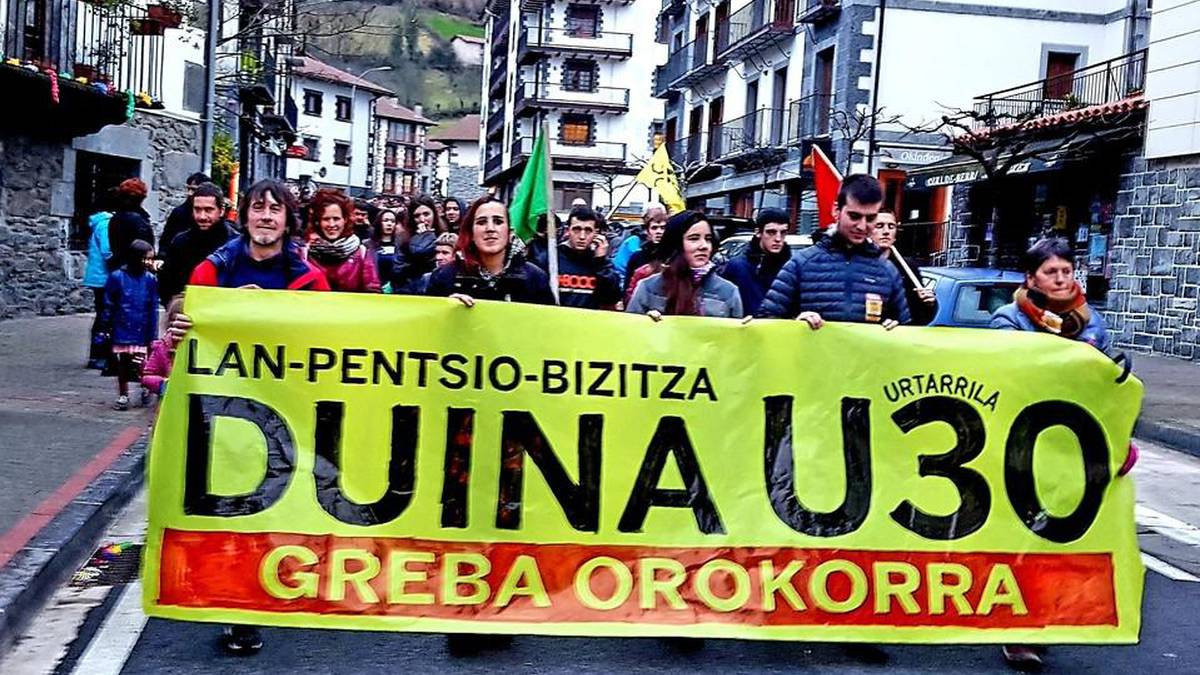 Leitzan ere jendetza atera da kalera lan, bizitza eta pentsio duina eskatzeko