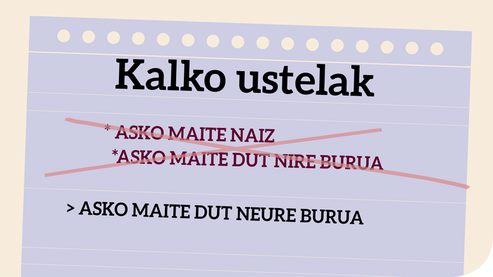 *Asko maite naiz> *Asko maite dut nire burua > Asko maite dut neure burua