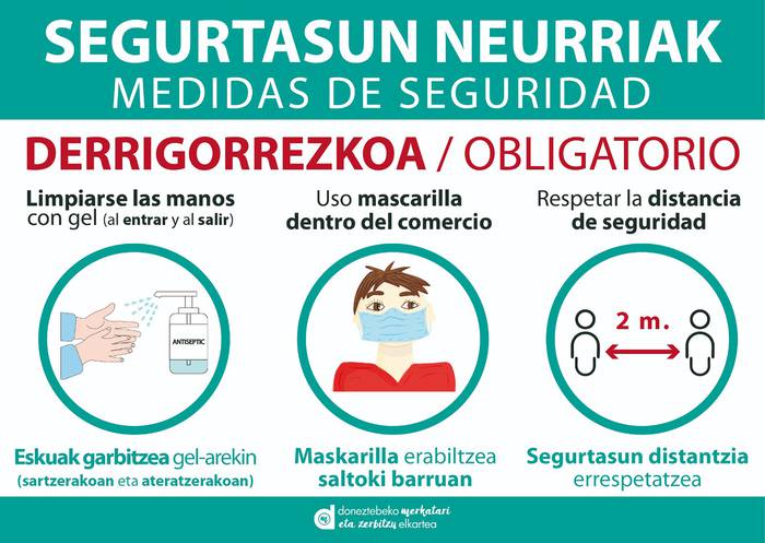 Doneztebeko dendetan sartzeko derrigorrez maskara erabiltzea eskatuko dute