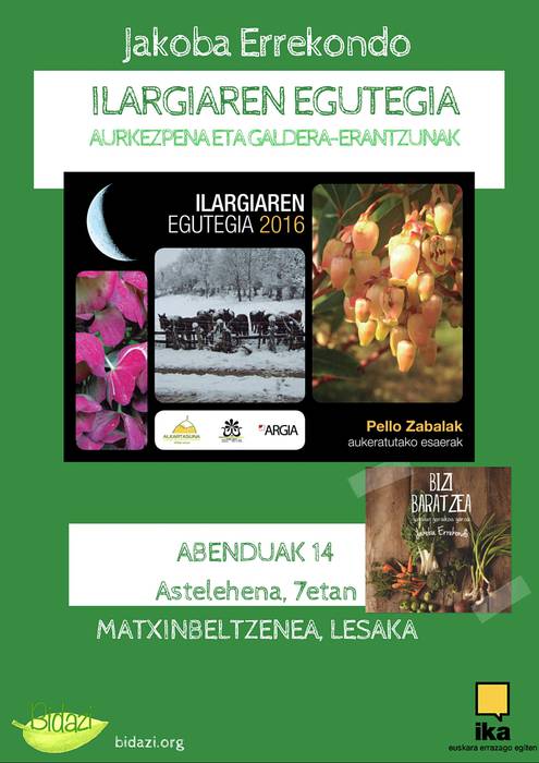Gaur arratsaldeko 7etan Matxinbeltzenean (Lesaka)
