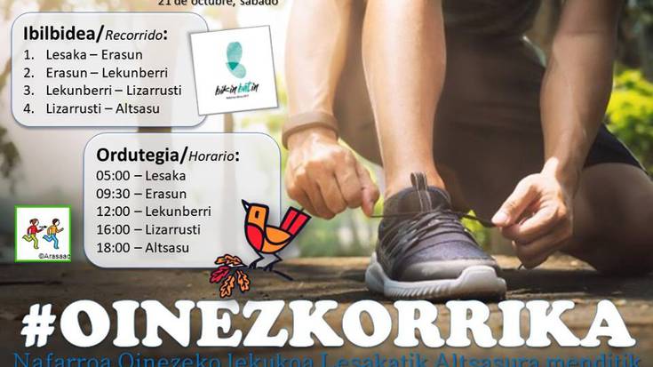 Nafarroa Oinezen lekukoa mendiz lasterka eramanen dute Lesakatik Altsasura urriaren 21ean