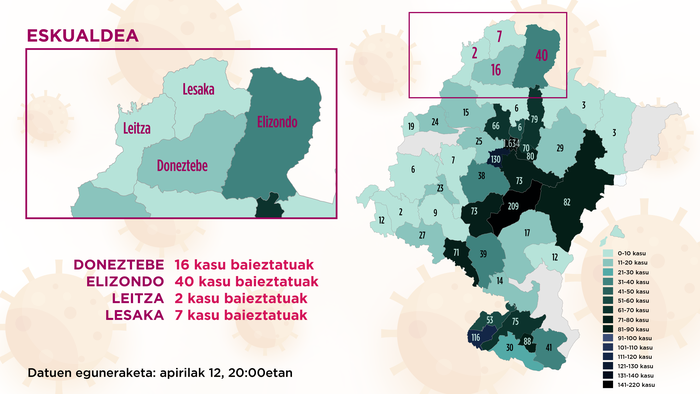 Osasun agintarien arabera 65 positibo daude eskualdean, horietatik 40 Elizondon