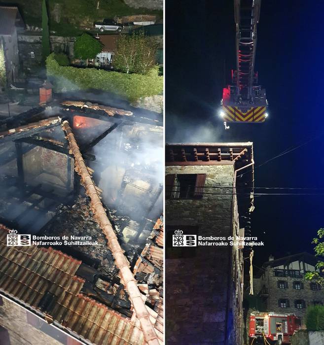 Aranoko Gaztazenea oso-osorik erre da bart gauean