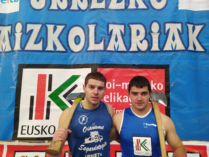Hirugarren izan dira Etxeberria eta Goia Aizkolari gazteen binakako txapelketako lehen finalerdian