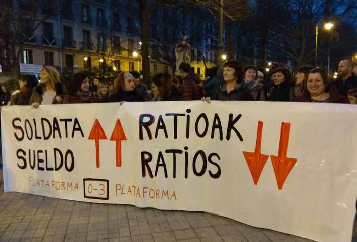 Lan-baldintza duinak eskatzeko elkarretaratze zaratatsua deitu dute ostegunerako Leitzako Haur Eskolako langileek