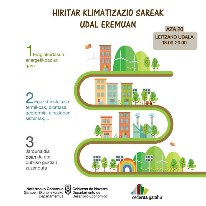 'Hiritar klimatizazio sareak udal eremuan' jardunaldia eginen dute azaroaren 20an Leitzan
