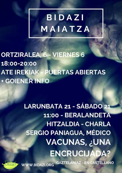 VACUNAS ¿UNA ENCRUCIJADA? maiatzak 21, HITZALDIA-CHARLA