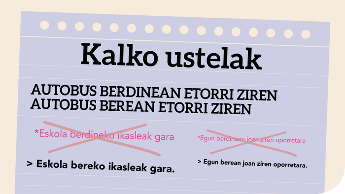 Autobus berdinean etorri ziren ala autobus berean etorri ziren?