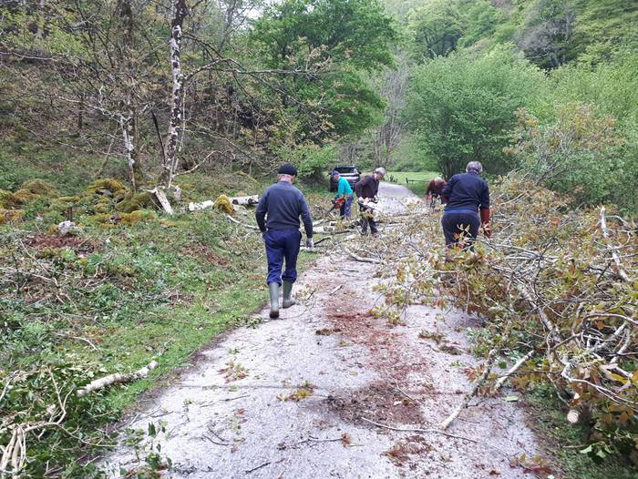 Aitzinera segitzen du Etxalarren Karmenen baserrirako bidea prestatzeko auzolanak
