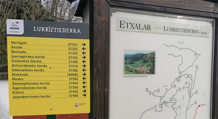 Auzoetako sarreretan panelak paratuz, Helpbidea proiektuaren bigarren faseko lanak egin ditu Etxalarko udalak