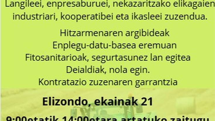 EHNE Nafarroaren ekimenez, nekazaritzako lanbidea hobetzeko jardunaldia izanen da bihar Elizondon