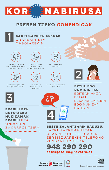 Koronabirusa prebenitzeko gomendioak
