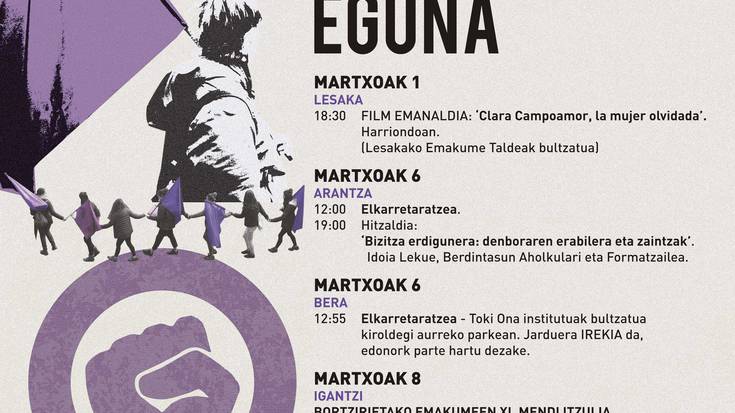 Martxoak 8:Bortzirietako Gizarte Zerbitzutik antolaturiko egitaraua
