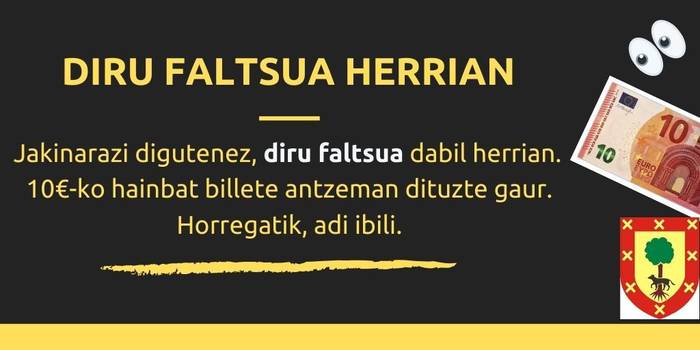 Leitzan billete faltsuak atzeman dituztela jakinarazi du Udalak